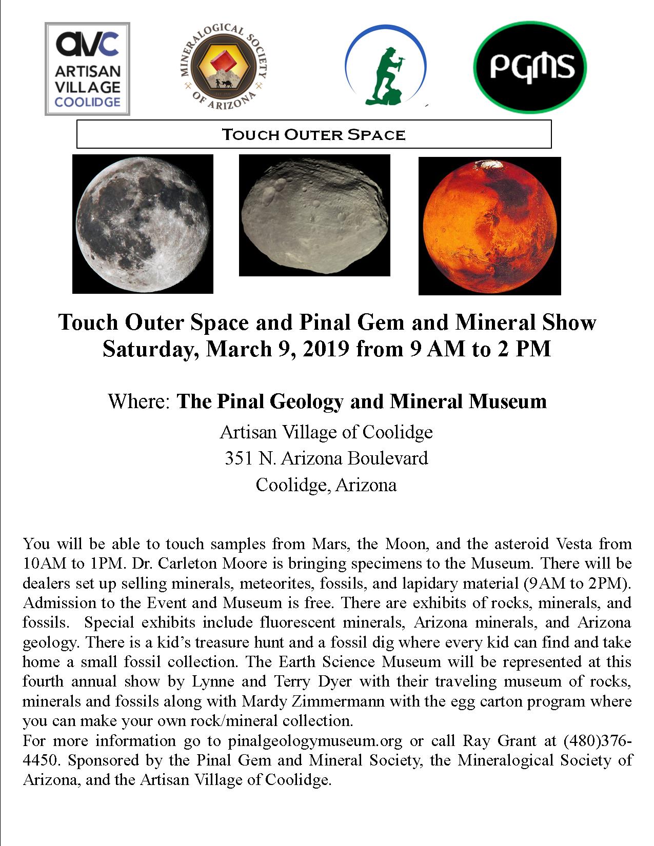 Touch Outer Space & Pinal Gem and Mineral Show @ Pinal Geology and Mineral Museum - Artisan Village
